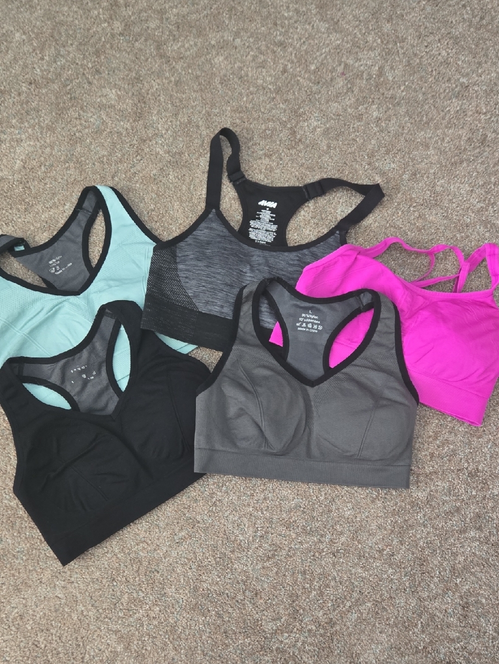 Women's High-Impact Sports Bras - Black, Gray, Mint & Fuchsia